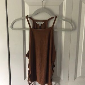 high neck brown cami top